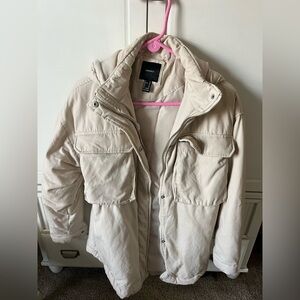Forever 21 Cream Women's Parka Jacket Small